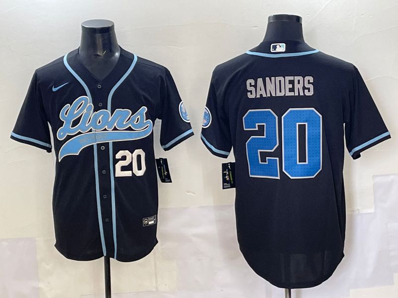 Men 2025 Detroit Lions 20 Sanders Black joint name 2024 Nike Limited NFL Jersey style 3